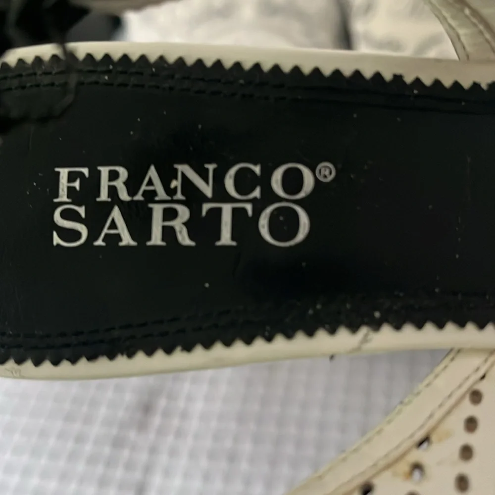 Franco Sarto Cream and Black Heels with Perforated Leather - Picture 2 of 8